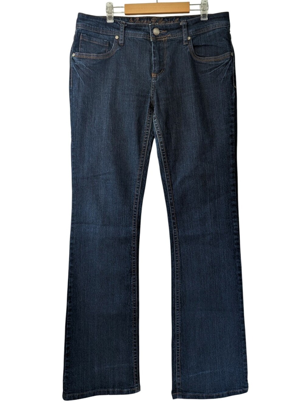 Y2K Bongo Low Rise Flare Dark Blue Flap Pocket Jeans